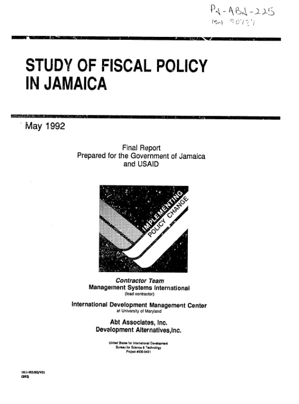 Study of fiscal policy in Jamaica