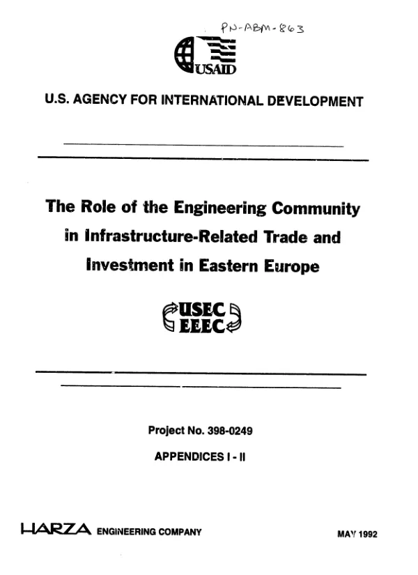 Role of the engineering community in infrastructure-related trade and investment in Eastern Europe : appendices I-II