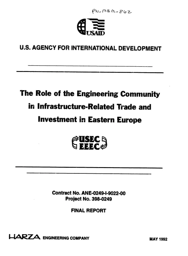 Role of the engineering community in infrastructure-related trade and investment in Eastern Europe : final report