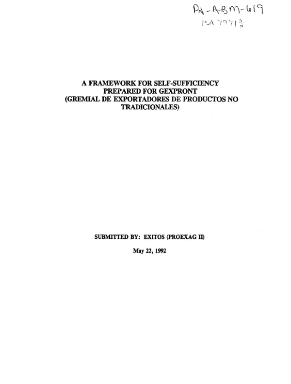 Framework for self-sufficiency prepared for GEXPRONT (Gremial de Exportadores de Productos No Tradicionales)