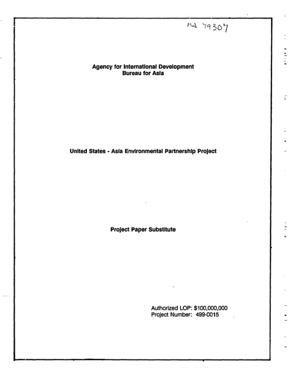US-Asian environmental partnership : project paper substitute