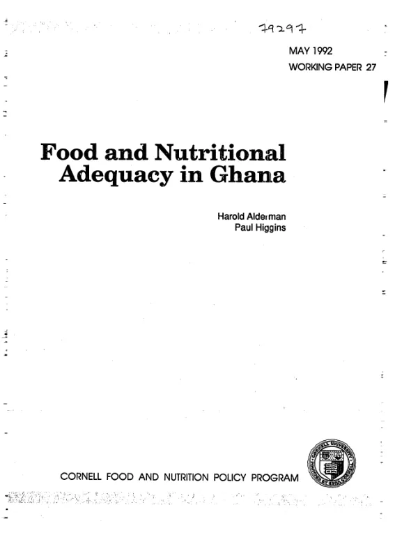 Food and nutritional adequacy in Ghana