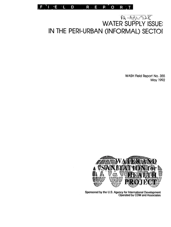 Water supply issues in the peri-urban (informal) sector