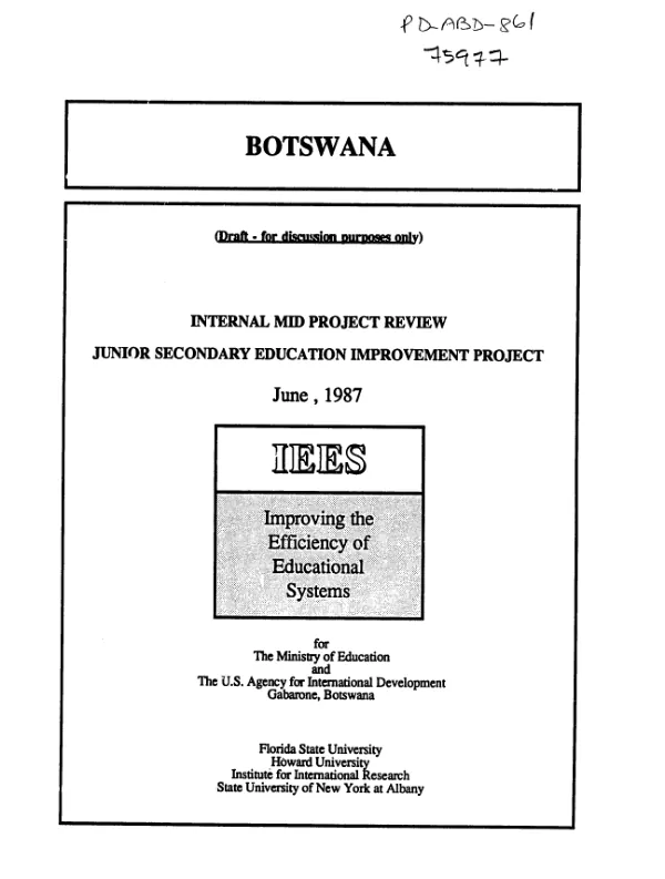 Botswana : internal mid-project review -- junior secondary education improvement project