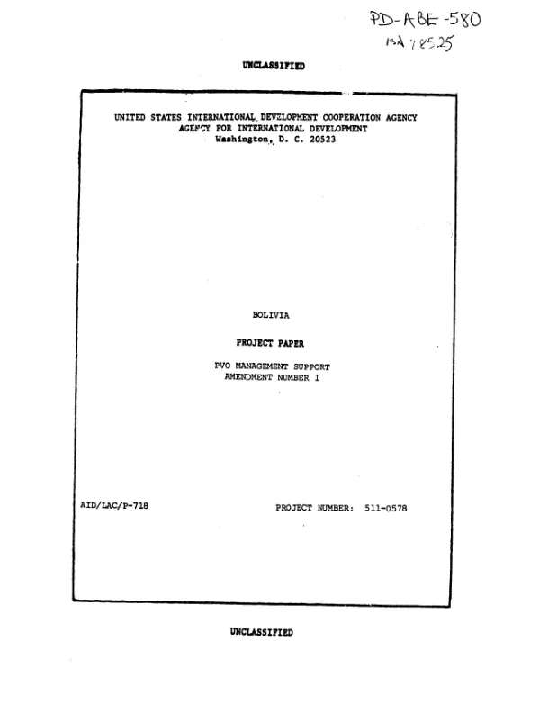 PVO management support : amendment no. 1