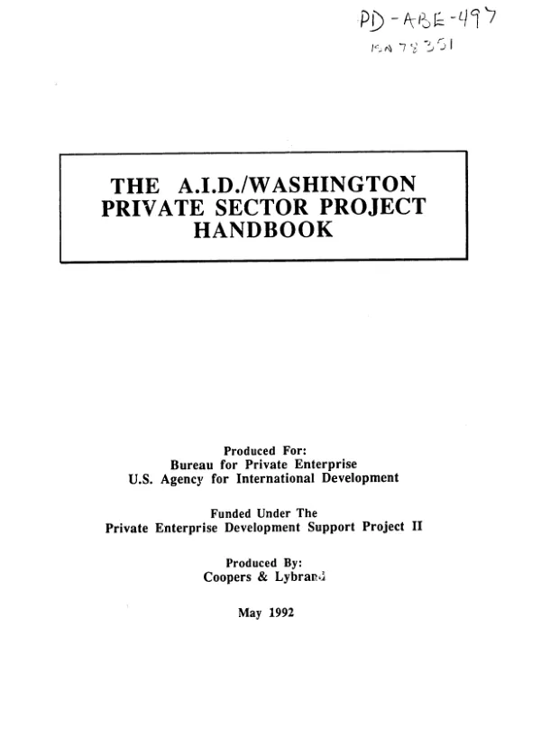 AID/Washington private sector project handbook