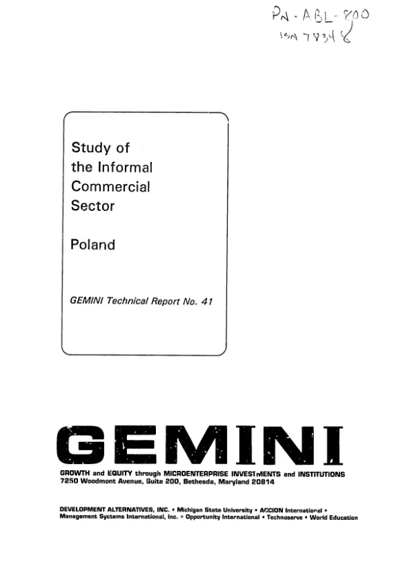 Study of the informal commercial sector -- Poland