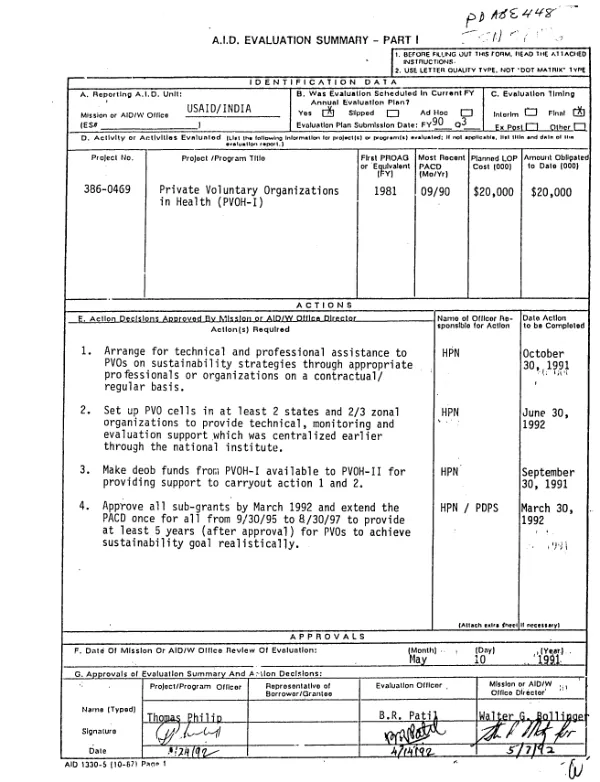 Private voluntary organizations in health (PVOH-I)