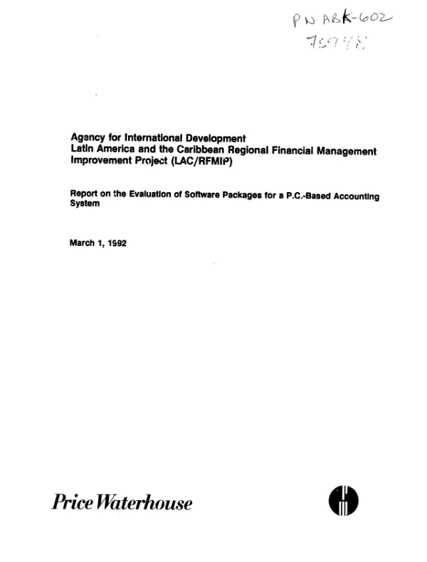 Report on the evaluation of software packages for a P.C.-based accounting system