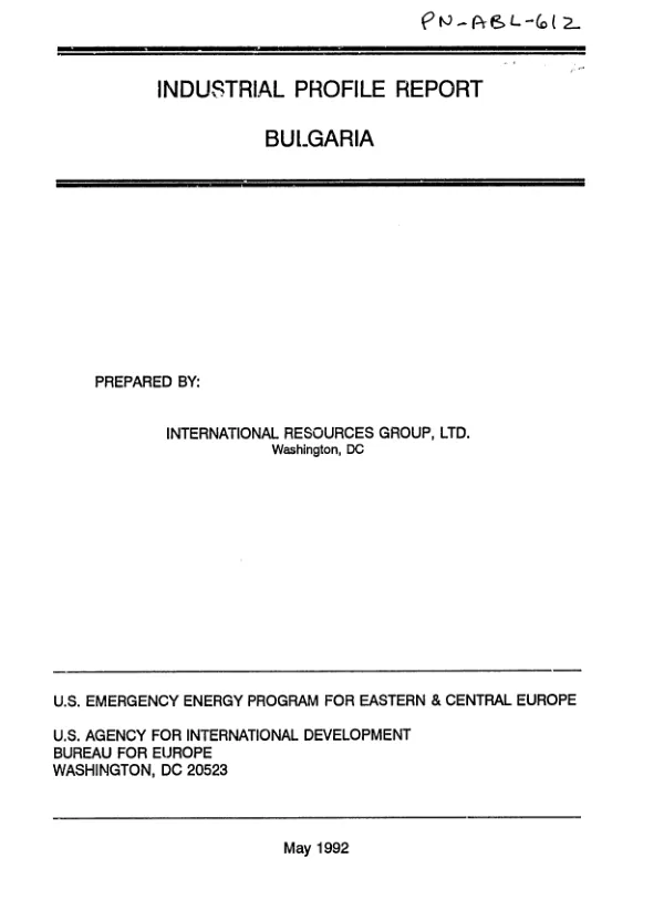 Industrial profile report : Bulgaria