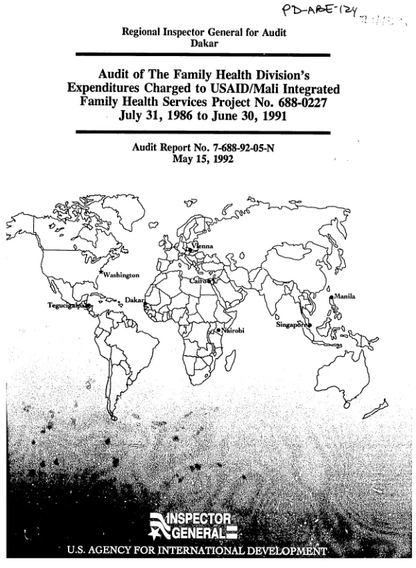 Audit of the Family Health Division"s expenditures charged to USAID/Mali integrated family health services project no. 688-0227, July 31, 1986 to June 30, 1991