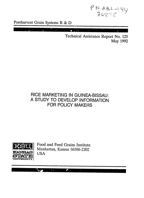 Rice marketing in Guinea-Bissau : a study to develop information for policy makers