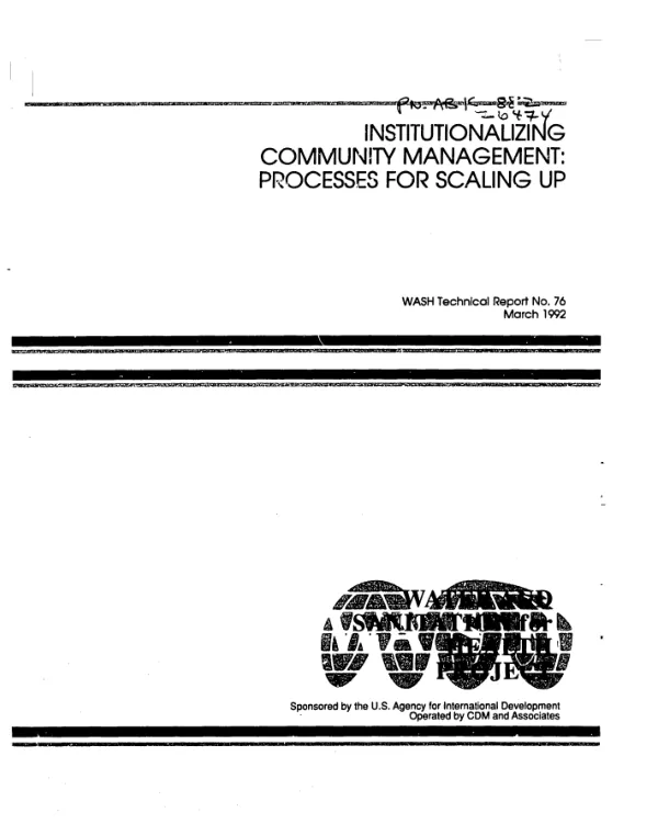 Institutionalizing community management : processes for scaling up