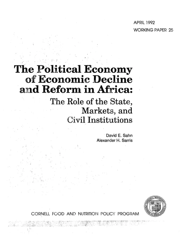 Political economy of economic decline and reform in Africa : the role of the state, markets, and civil institutions