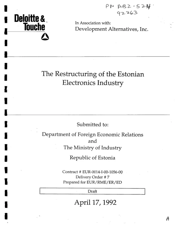 Restructuring of the Estonian electronics industry
