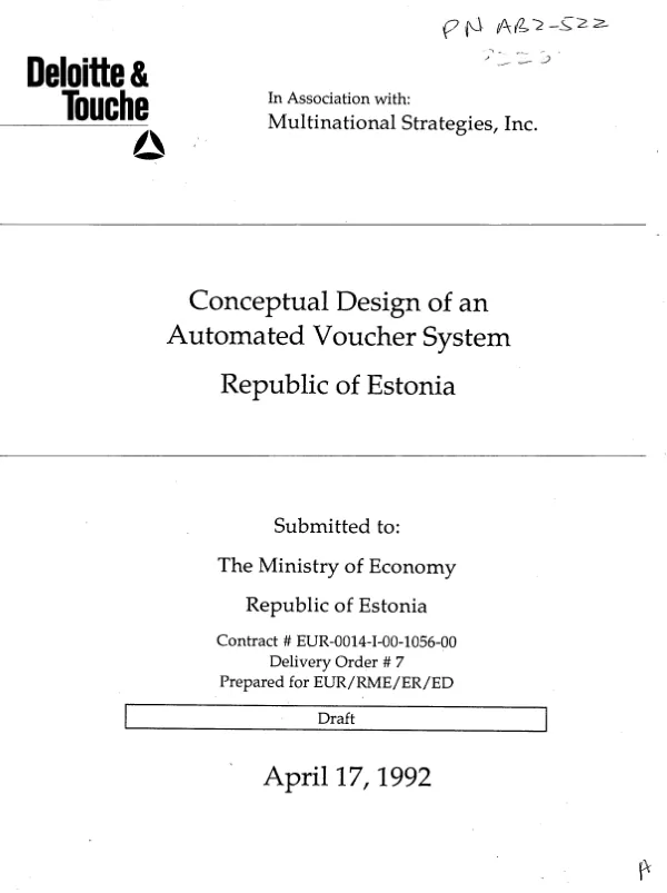 Conceptual design of an automated voucher system : Republic Of Estonia
