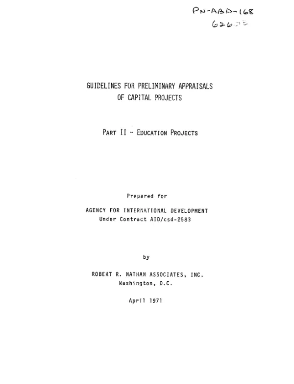 Guidelines for preliminary appraisals of capital projects : part II - education projects