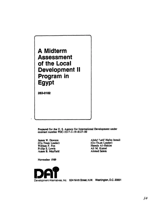 Midterm assessment of the local development II program in Egypt