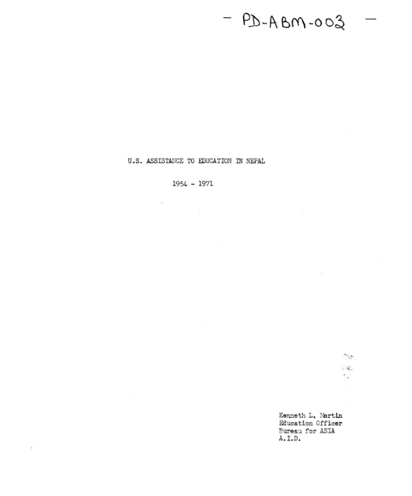U.S. assistance to education in Nepal 1954-1971