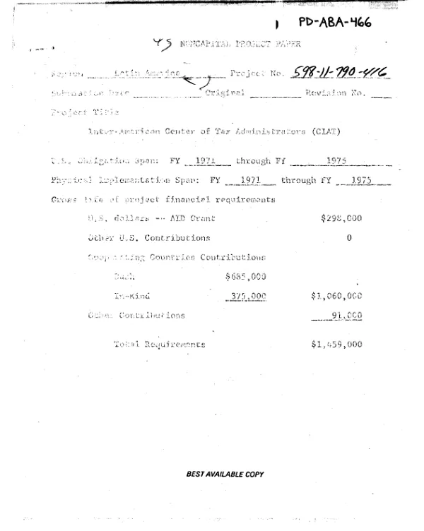 Noncapital project paper [: Inter-American Center of Tax Administrators]