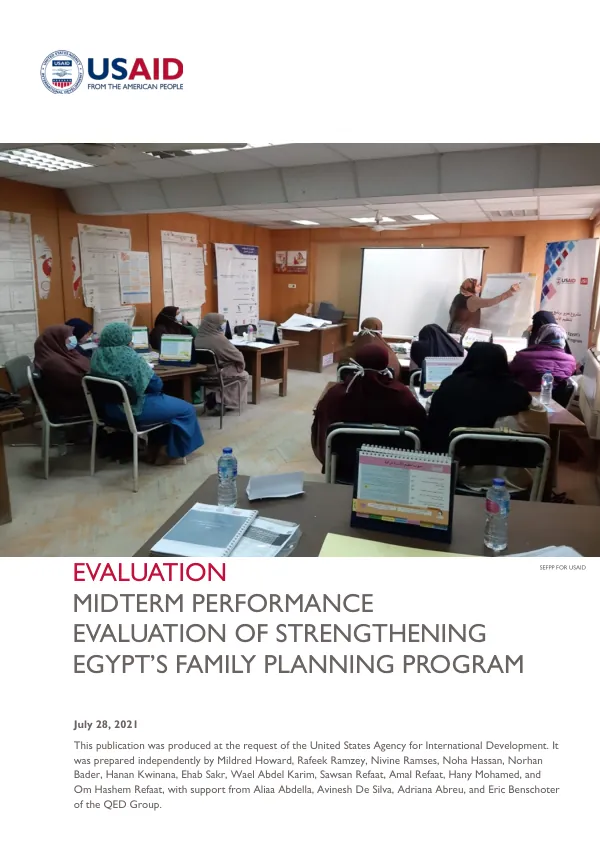 Evaluation : midterm performance evaluation of strengthening Egypt’s family planning program (SEFPP) [final report]
