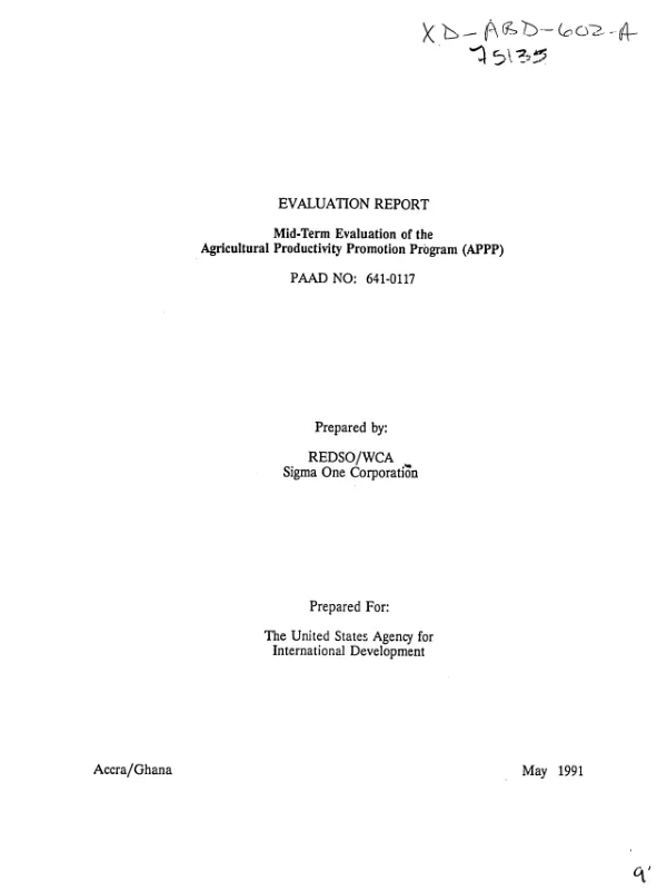 Evaluation report : mid-term evaluation of the agricultural productivity promotion program (APPP)