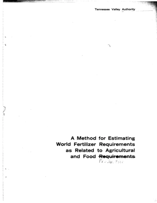 Method for estimating world fertilizer requirements as related to agricultural and food production