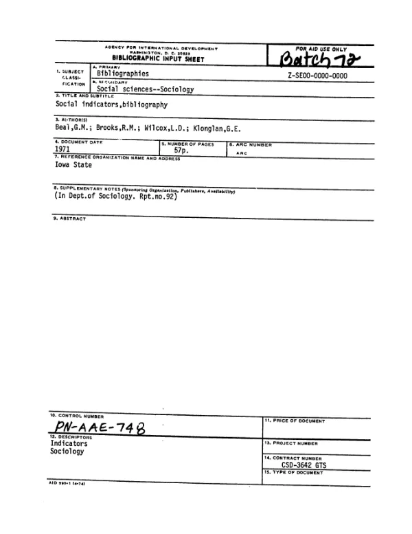 Social indicators, bibliography