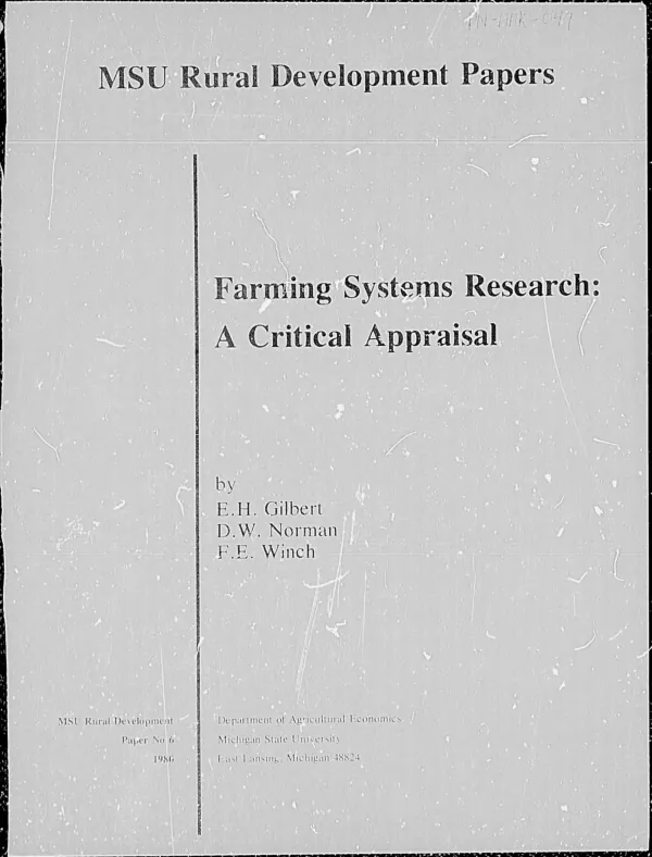 Farming systems research : a critical appraisal