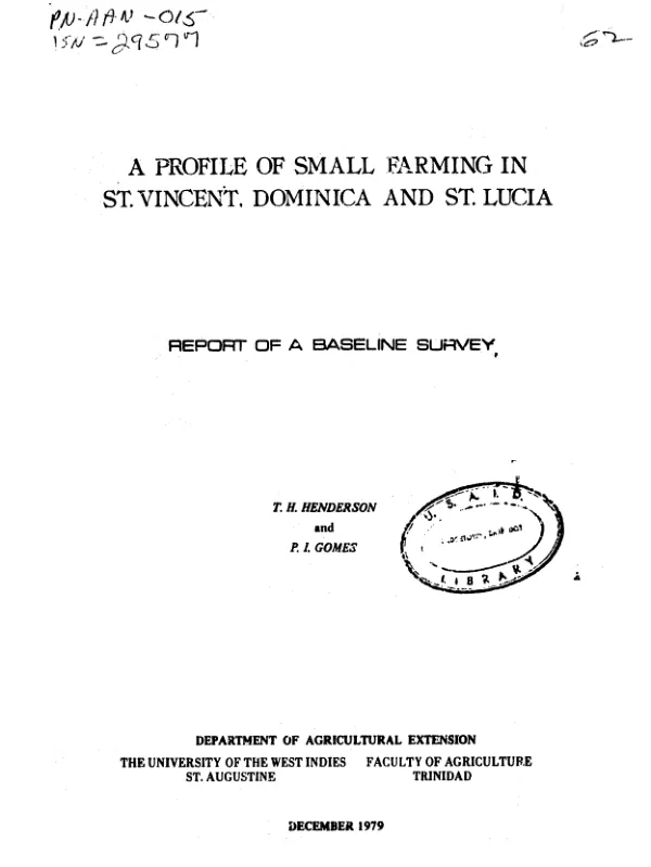 Profile of small farming in St. Vincent, Dominica, and St. Lucia : report of a baseline survey