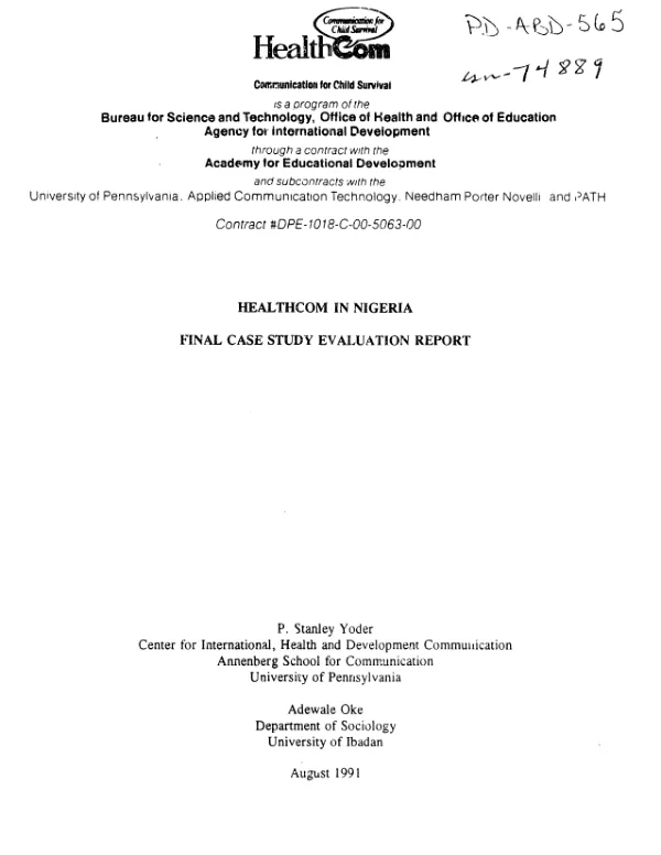 HEALTHCOM in Nigeria : final case study evaluation report