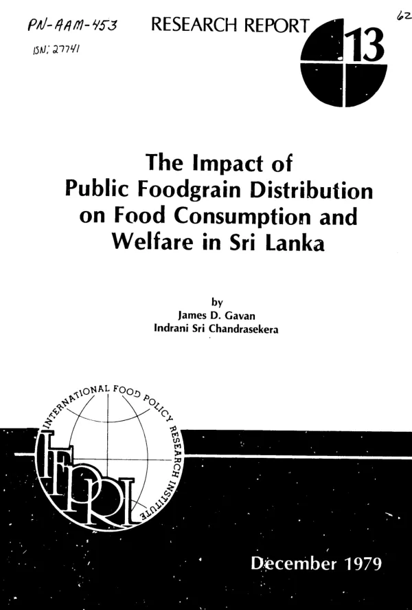 Impact of public foodgrain distribution on food consumption and welfare in Sri Lanka