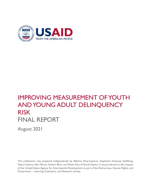 Improving measurement of youth and young adult delinquency risk : final report