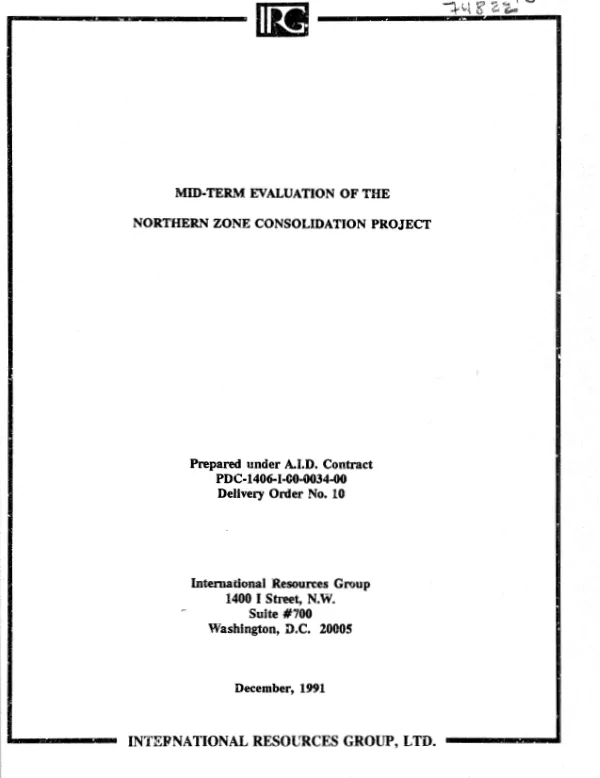Mid-term evaluation of the northern zone consolidation project