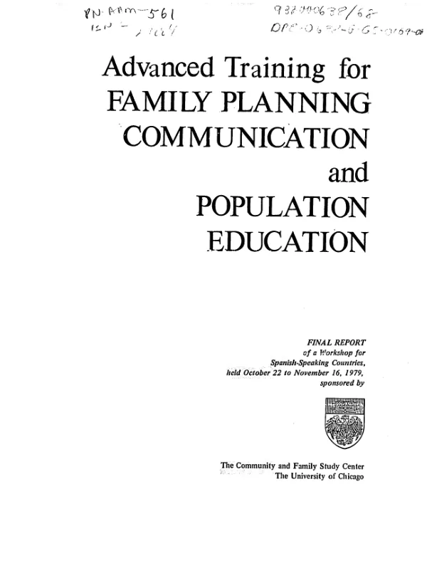 Advanced training for family planning communication and population education