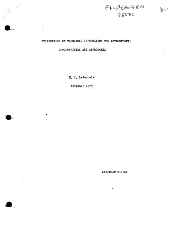 Utilization of technical information for development : opportunities and approaches