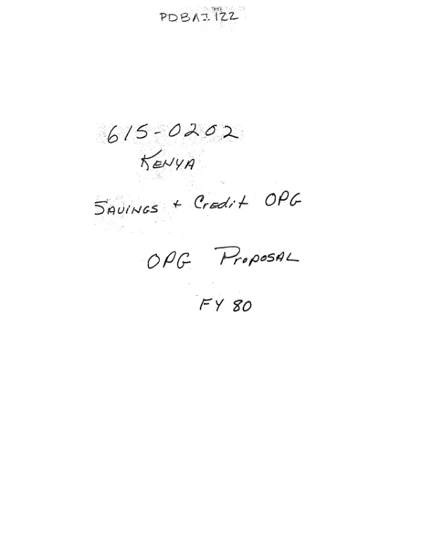 Kenya : savings and credit OPG proposal, FY 80