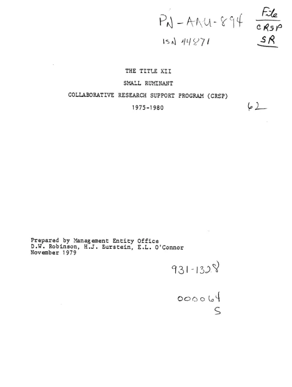 Title XII small ruminant collaborative research support program (CRSP) : 1975-1980