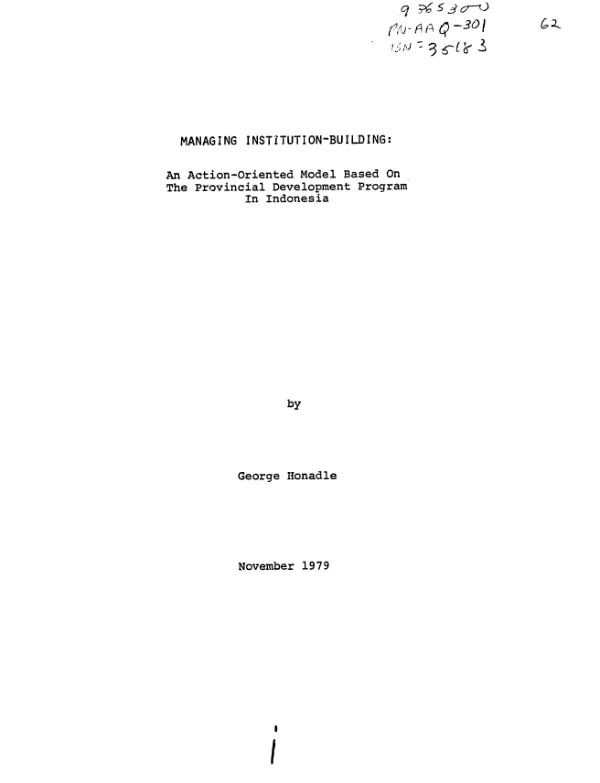 Managing institution-building : an action-oriented model based on the provincial development program in Indonesia