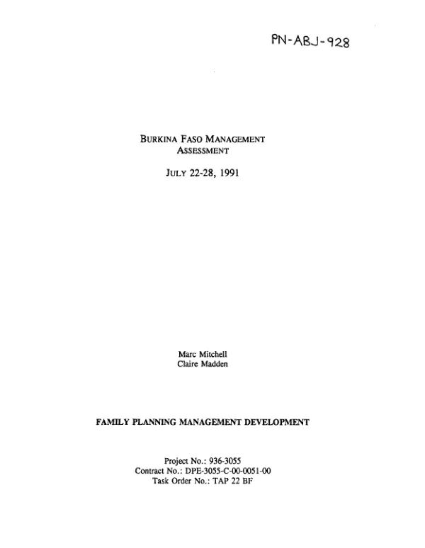 Burkina Faso management assessment