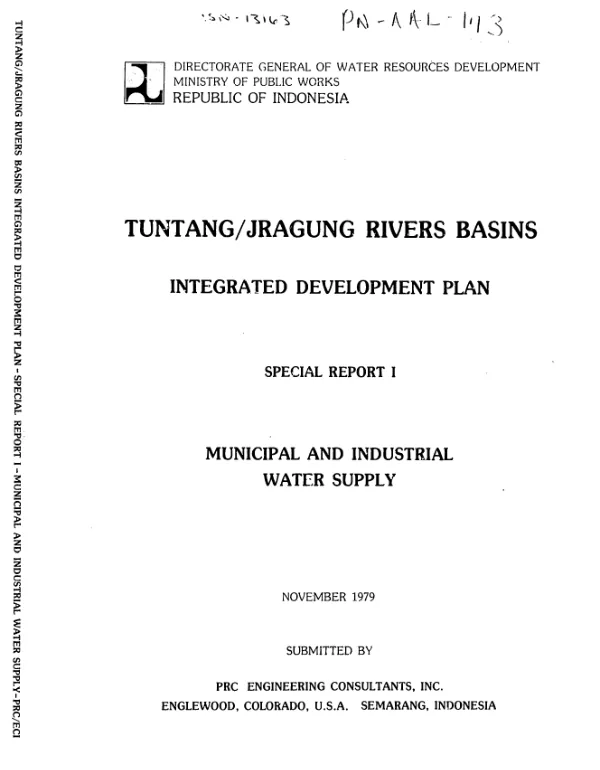 Tuntang/Jragung Rivers Basins integrated development plan; special report I, municipal and industrial water supply