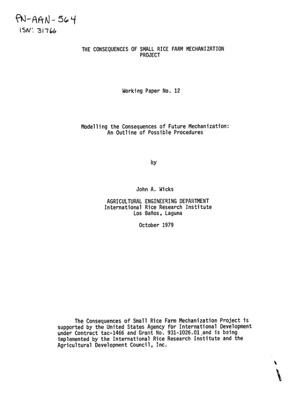 Modelling the consequences of future mechanization : an outline of possible procedures