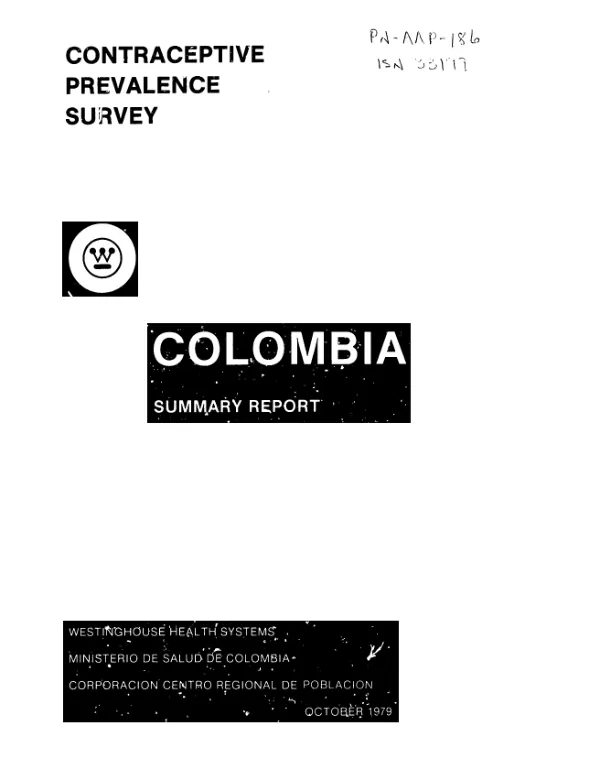 Colombia contraceptive prevalence survey : summary report