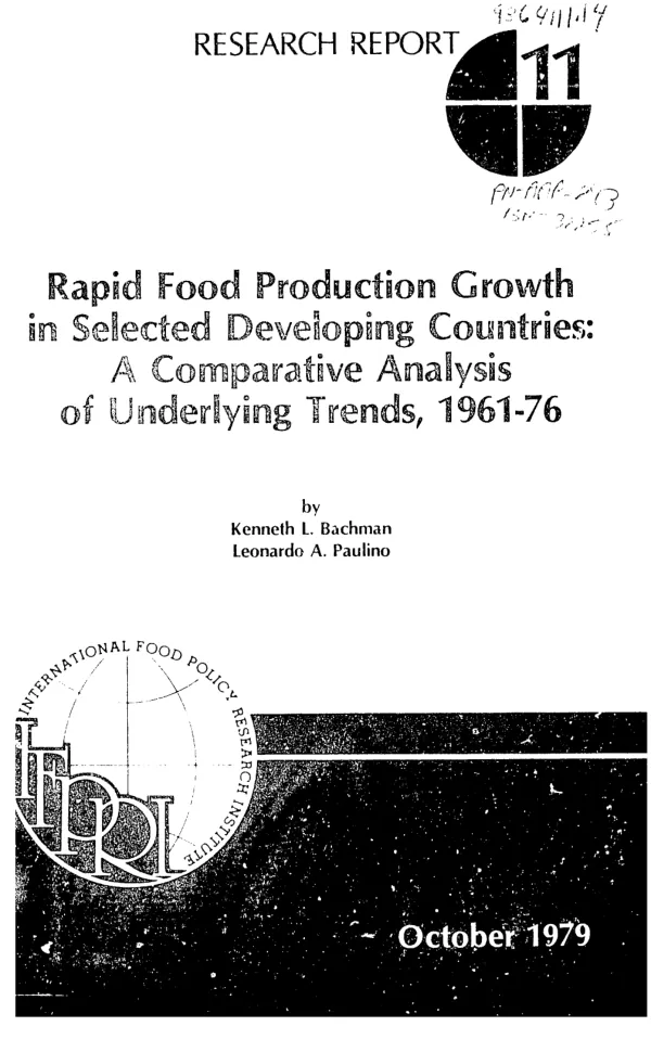 Rapid food production growth in selected developing countries : a comparative analysis of underlying trends, 1961-76