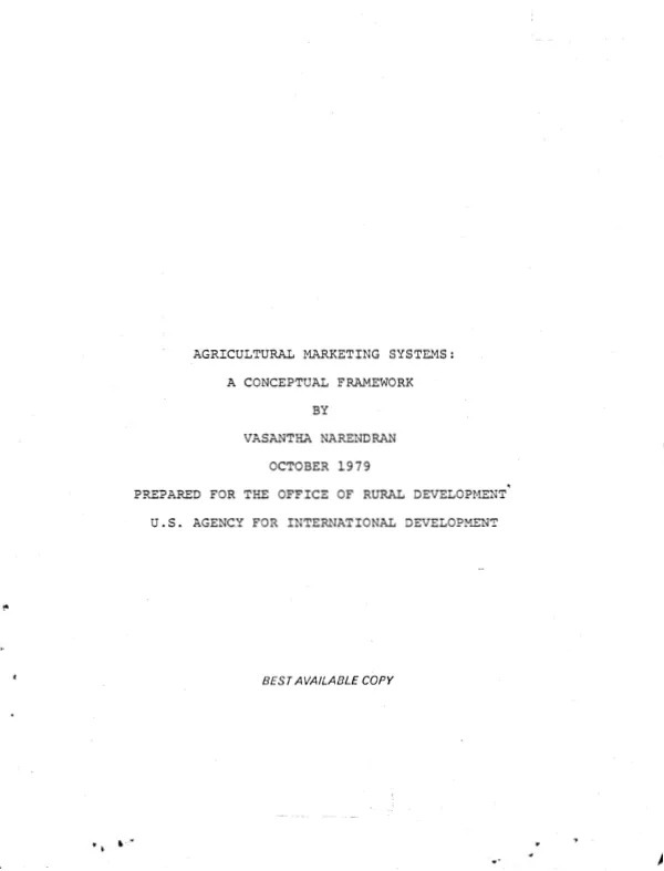Agricultural marketing systems : a conceptual framework