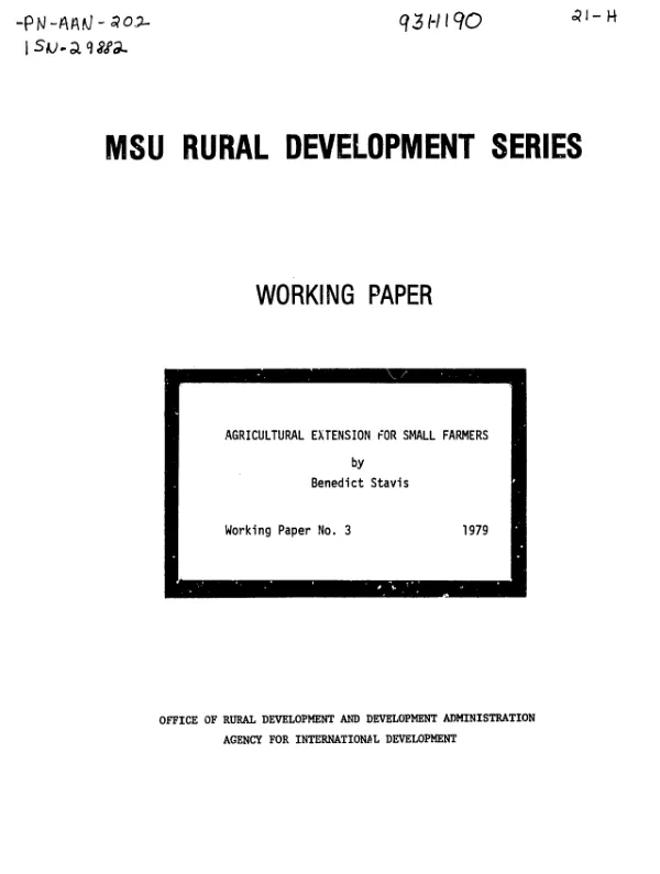 Agricultural extension for small farmers
