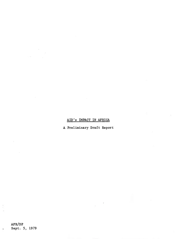 AID"s impact in Africa : a preliminary draft report