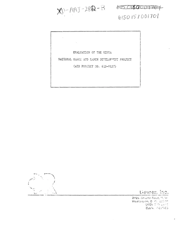 Evaluation of the Kenya national range and ranch development project