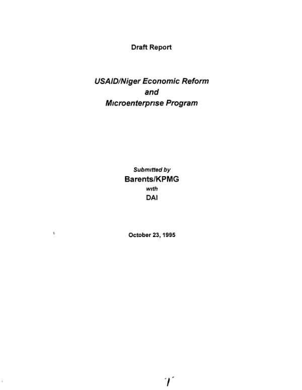 USAID/Niger economic reform and microenterprise program