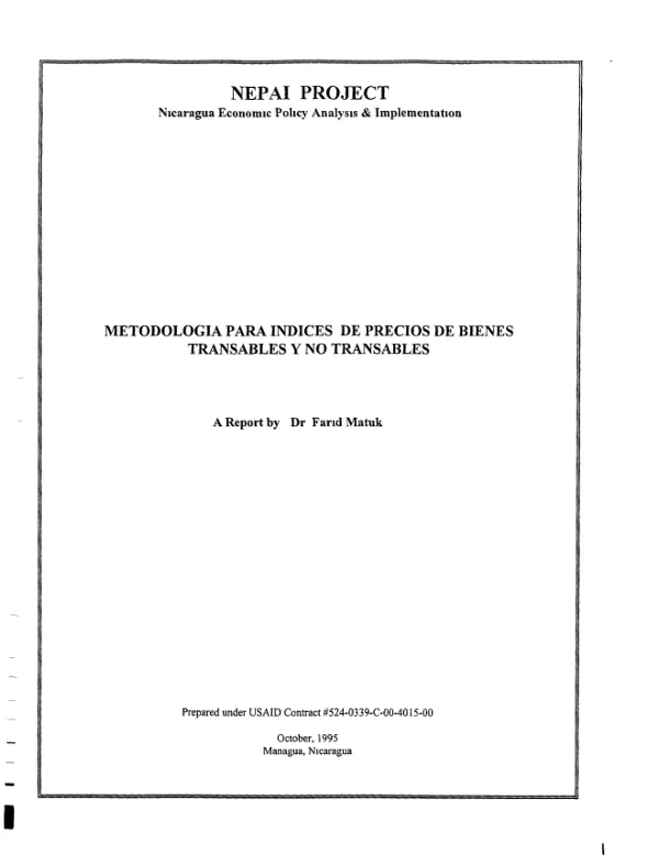Metodologia para indices de precios de bienes transables y no transables